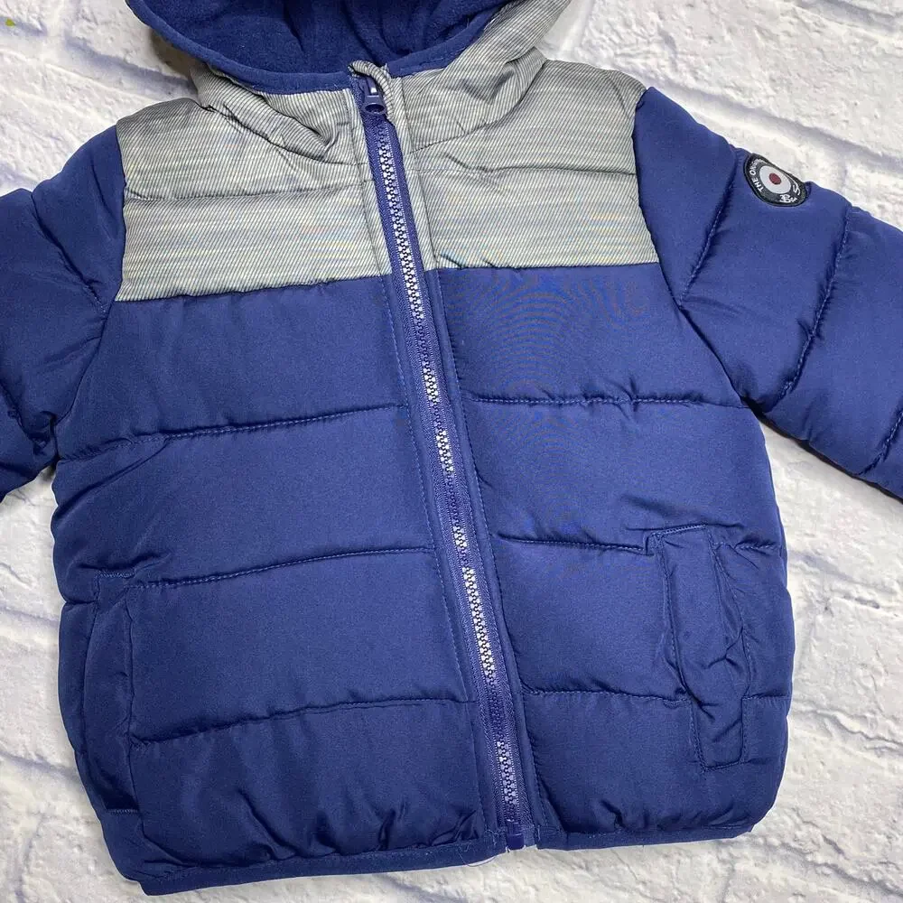 Ben Sherman Puffer Winter Jacket in Navy/Gray